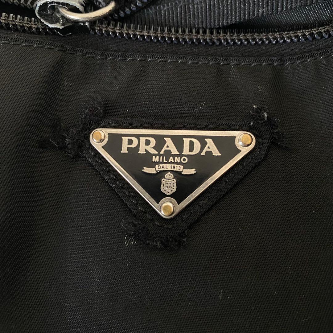 訳あり PRADA プラダ ナイロン ボディバッグ 斜めがけ 三角ロゴ ブラック