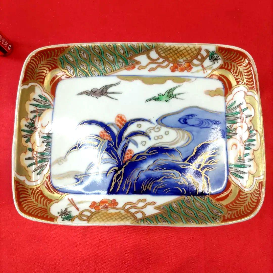 有田焼　伊万里焼　古伊万里　金彩　色絵　小皿　角皿　長角皿　5客セット
