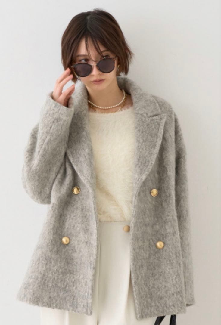 エマ ルージュヴィフ ラメシャギースライバーPコート/ピーコート