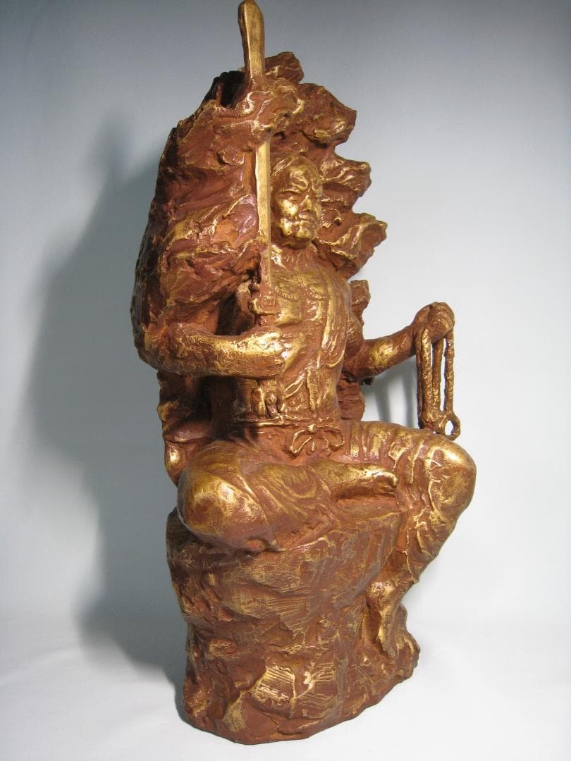 彫刻界巨匠　北村西望【不動明王　百寿　西望作】共箱　高さ約49㎝　ブロンズ製