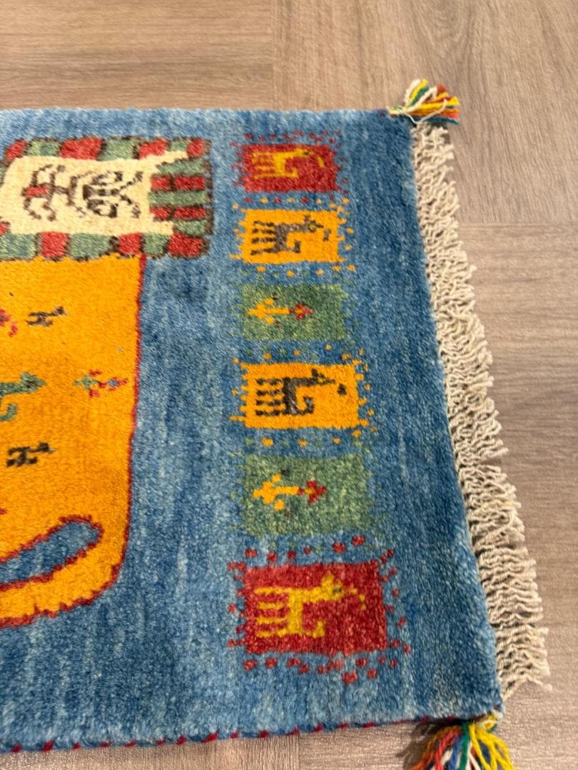 ギャッベ80x53cm ペルシャ絨毯 手織り ギャベ 玄関マットラグ 絨毯