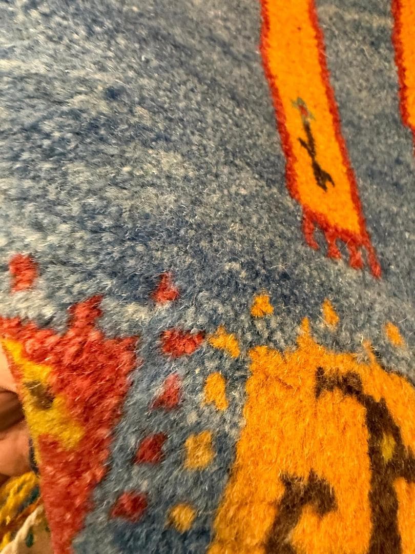 ギャッベ80x53cm ペルシャ絨毯 手織り ギャベ 玄関マットラグ 絨毯