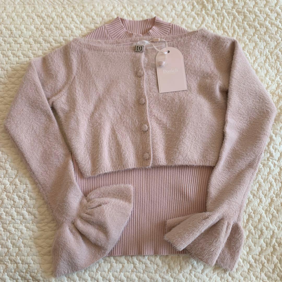 Darich ダーリッチ アンサンブルシャギーニットトップス ピンク