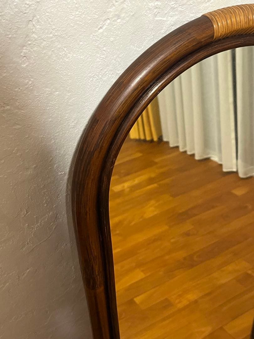 ヴィンテージミラー　壁掛けミラー 鏡 姿見　ラタン