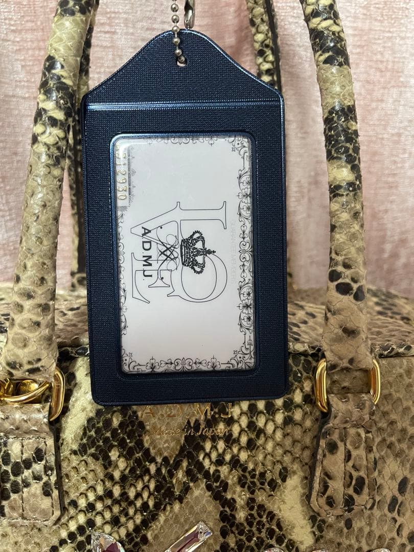 み*ば様 A.D.M.J. パイソン　スワロフスキー　ハンドバッグ