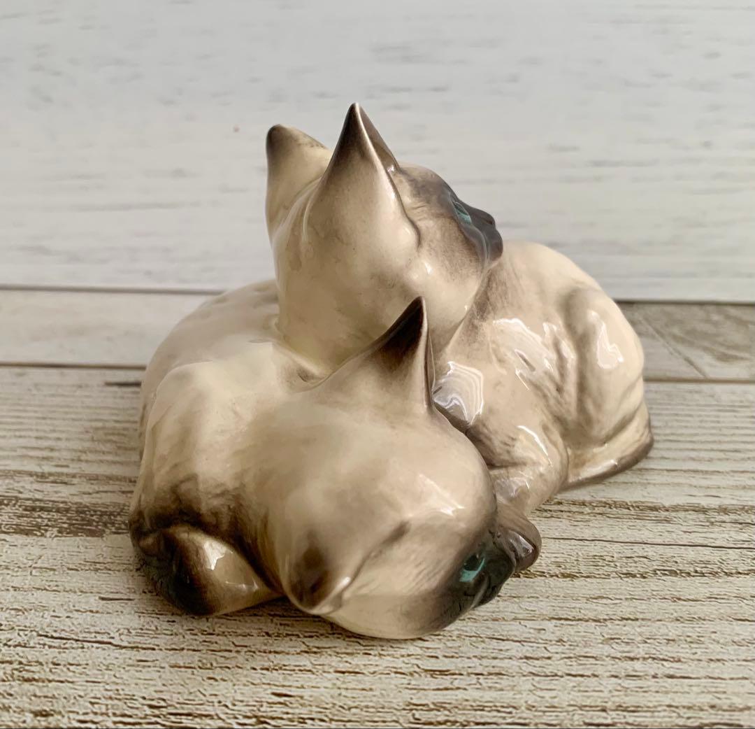 ベスウィック 2匹のシャムの仔猫 猫の置物 フィギュリン アンティーク②