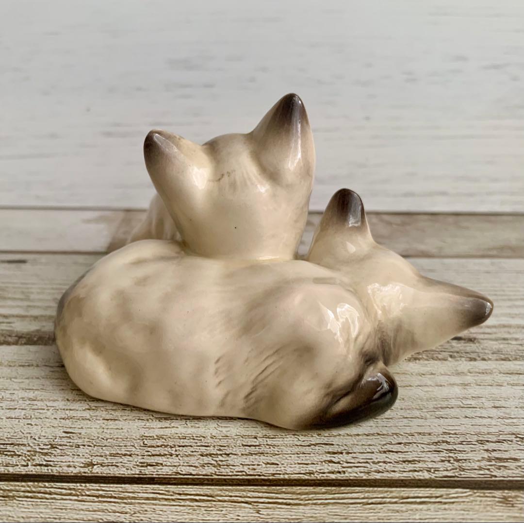 ベスウィック 2匹のシャムの仔猫 猫の置物 フィギュリン アンティーク②