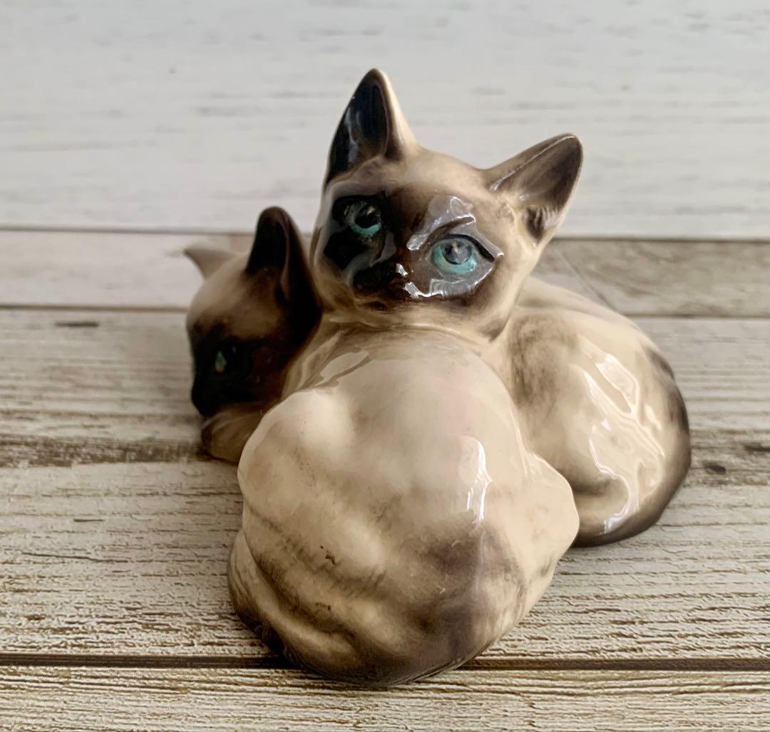 ベスウィック 2匹のシャムの仔猫 猫の置物 フィギュリン アンティーク②