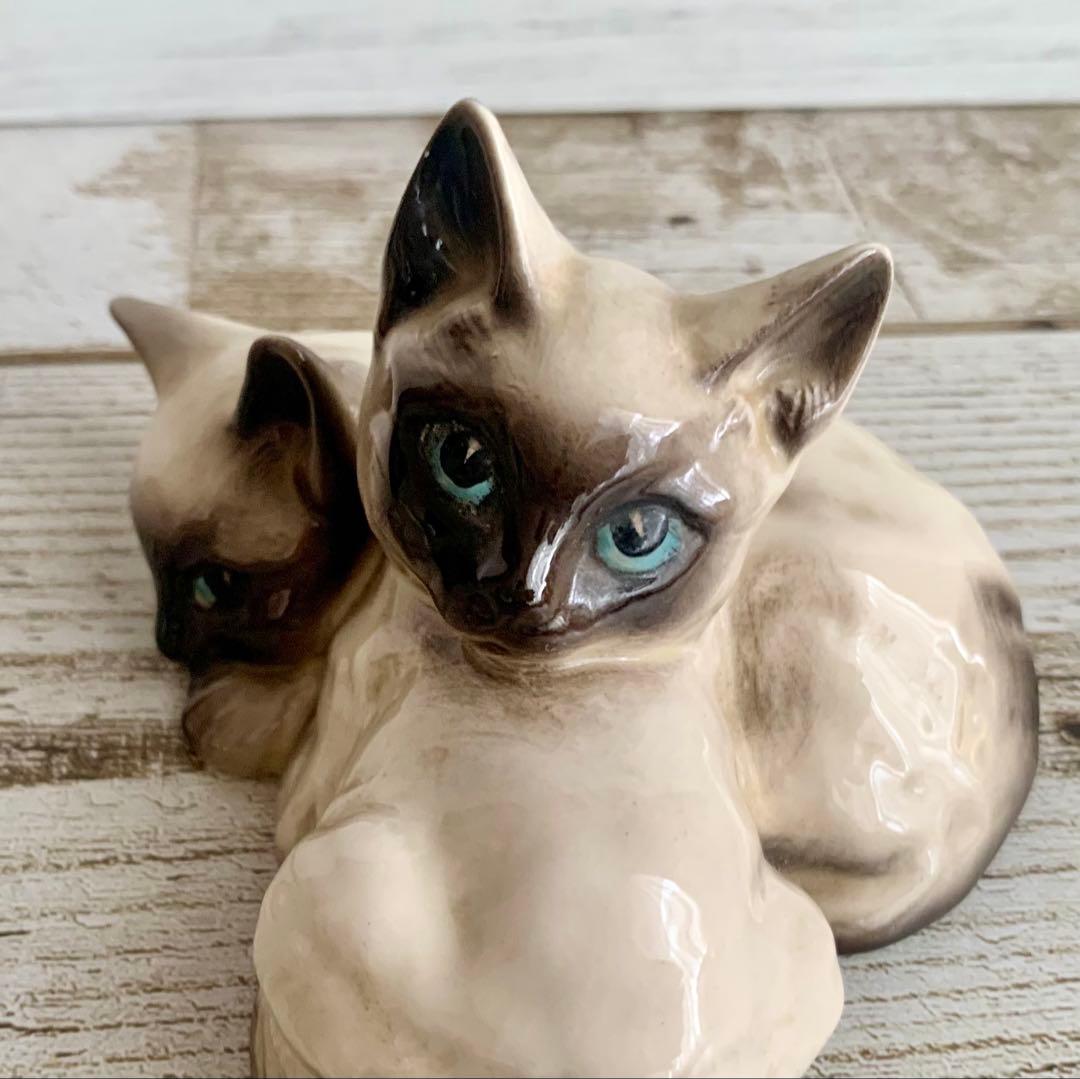 ベスウィック 2匹のシャムの仔猫 猫の置物 フィギュリン アンティーク②
