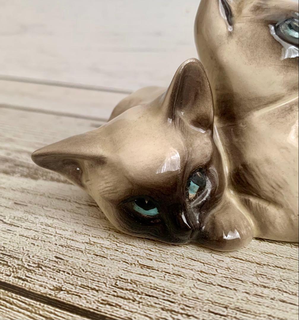 ベスウィック 2匹のシャムの仔猫 猫の置物 フィギュリン アンティーク②