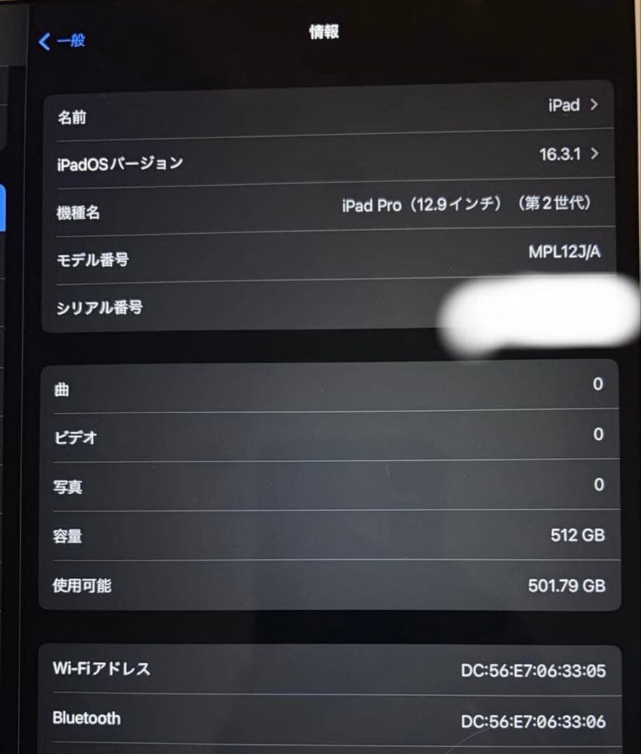 iPad Pro 12.9Wi-Fiモデル 512GB
