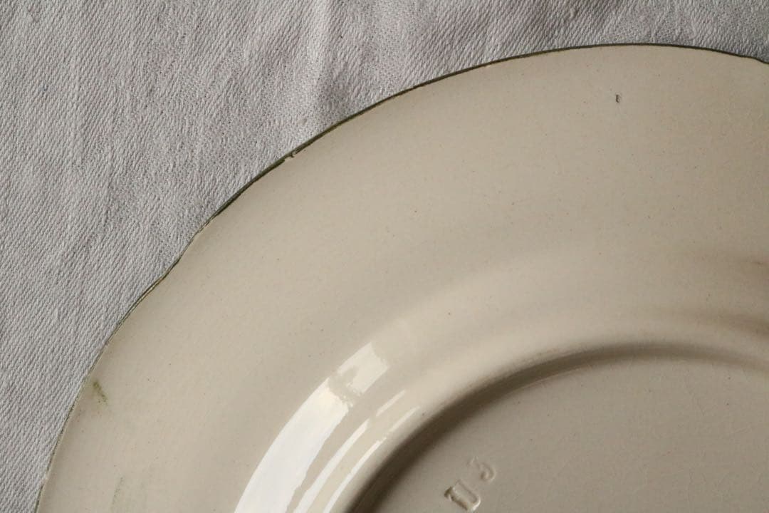 Longchamps 多彩刷り　b 薔薇リボン　プレート　フランス　アンティーク