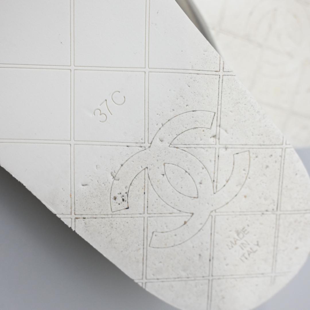 ■ □ 46989★夏 シャネル ココマーク 厚底ビーチサンダル 37 パイル