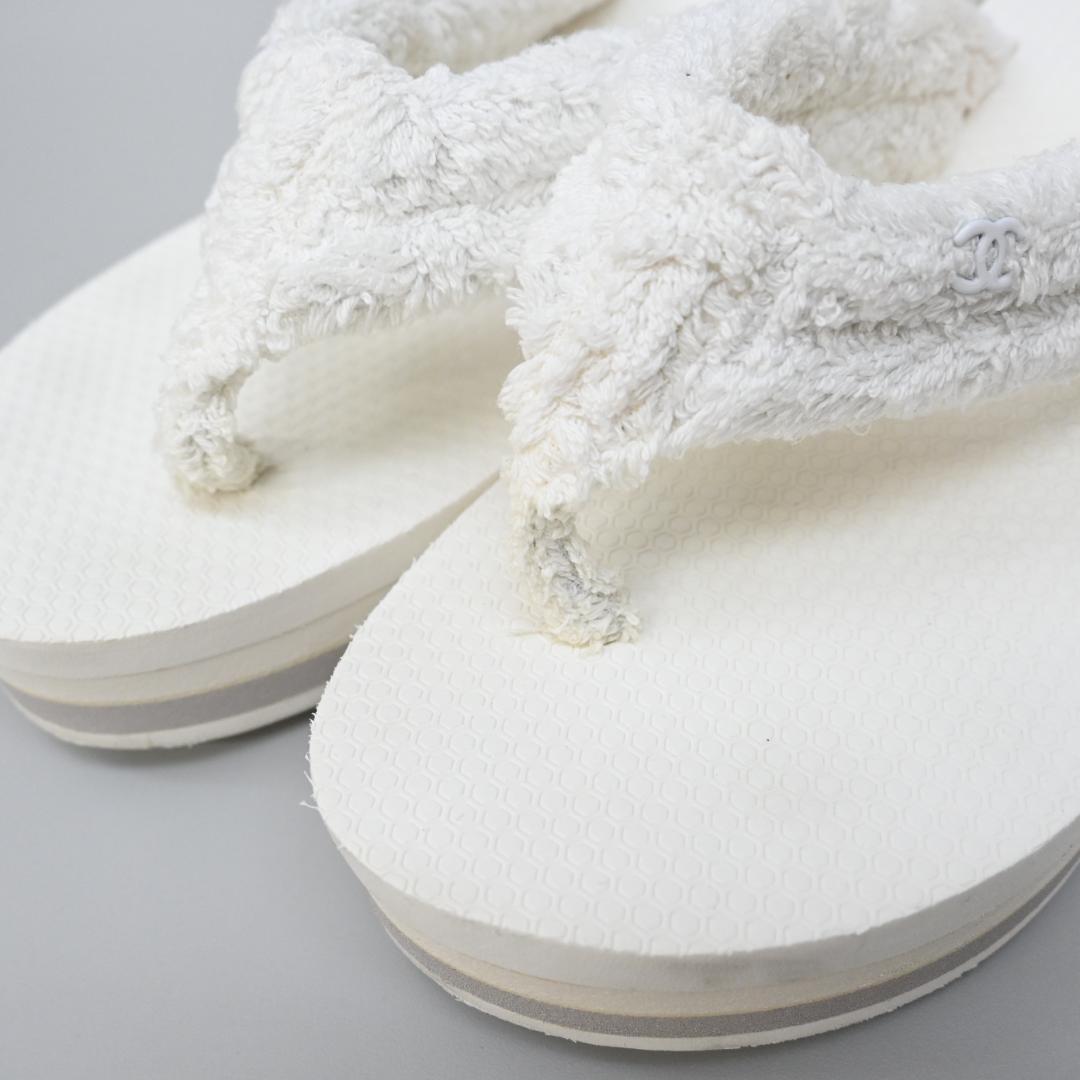 ■ □ 46989★夏 シャネル ココマーク 厚底ビーチサンダル 37 パイル