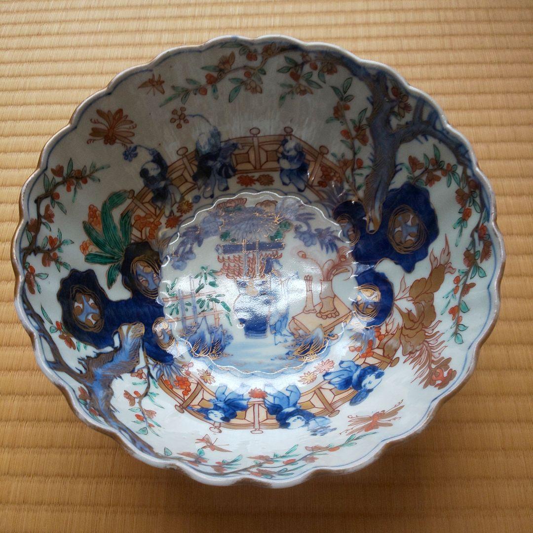 A 202 古伊万里 桜花唐子文色鉛筆鉢