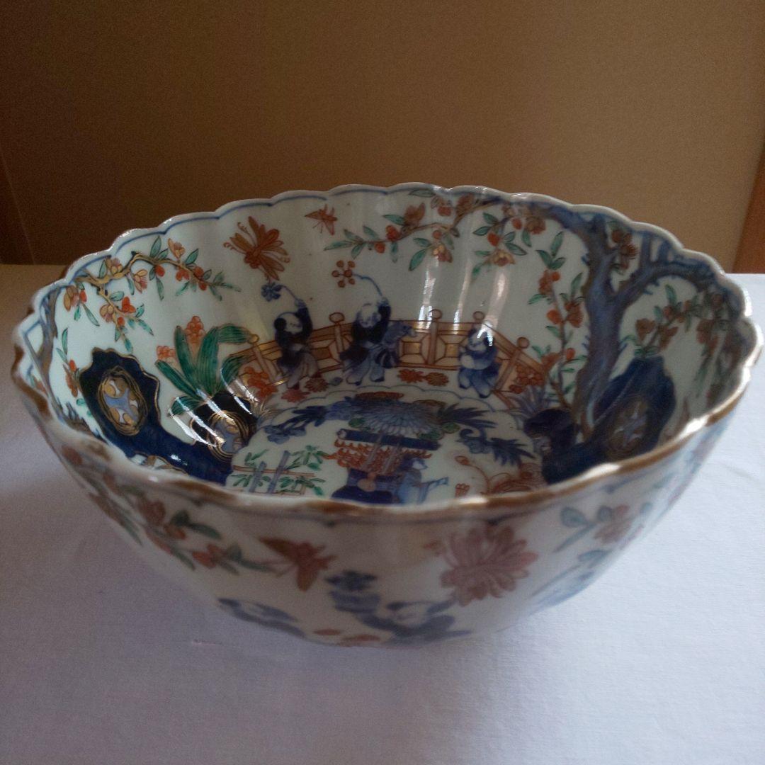 A 202 古伊万里 桜花唐子文色鉛筆鉢