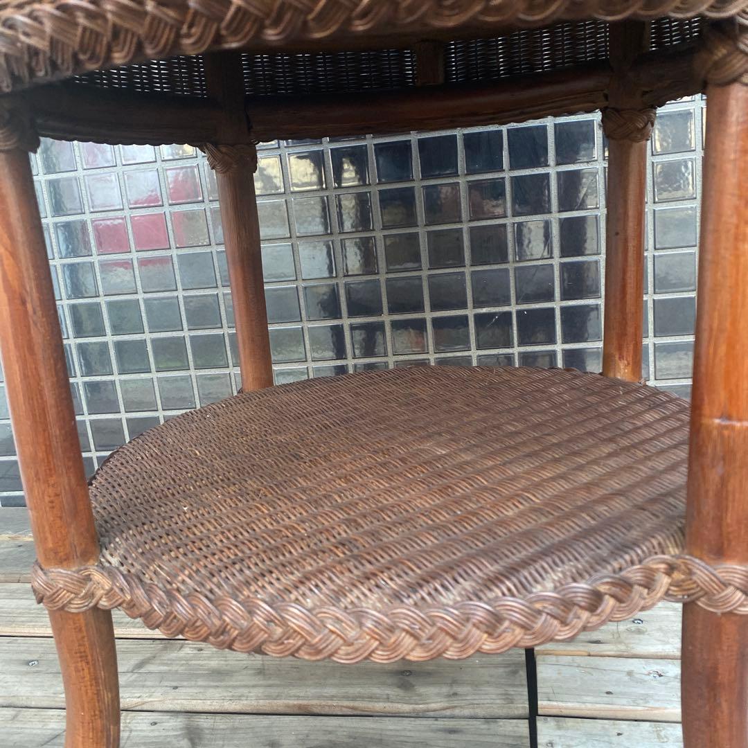 ラタン サイドテーブル ヴィンテージインテリア 籐 ナチュラル 美品