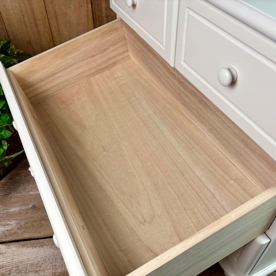 フレンチカントリー北欧調ホワイトチェスト四段五つ引き木製収納タンス飾り棚姫系