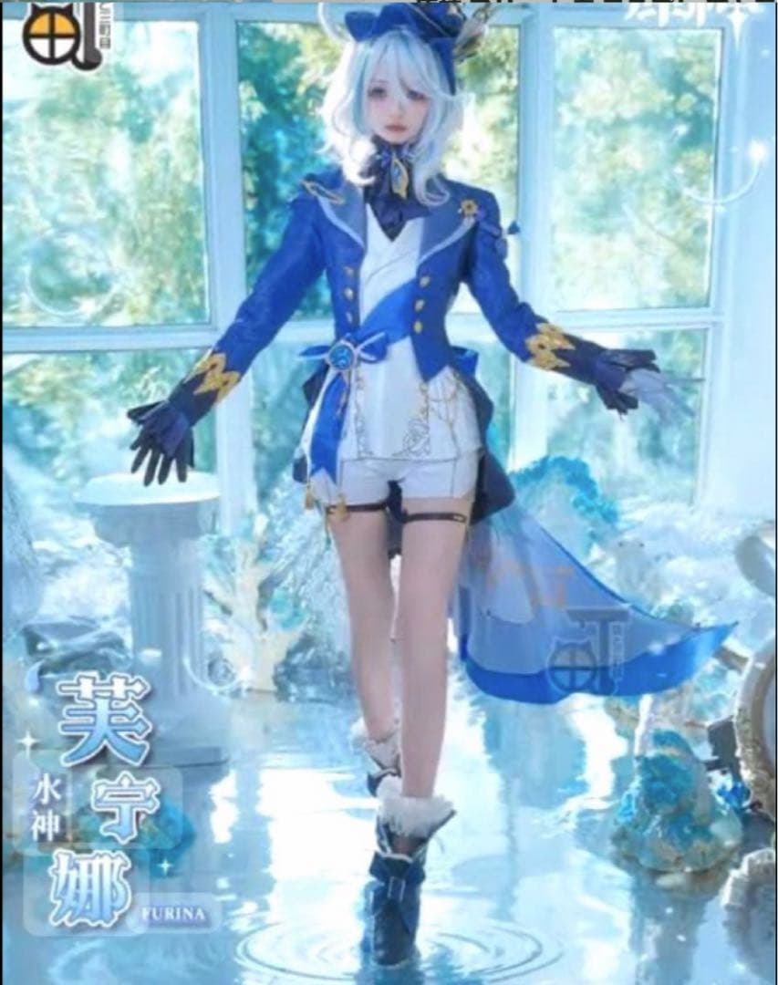 原神 フリーナ 白 コスプレ衣装 猫と三丁目＋ウィッグ セット