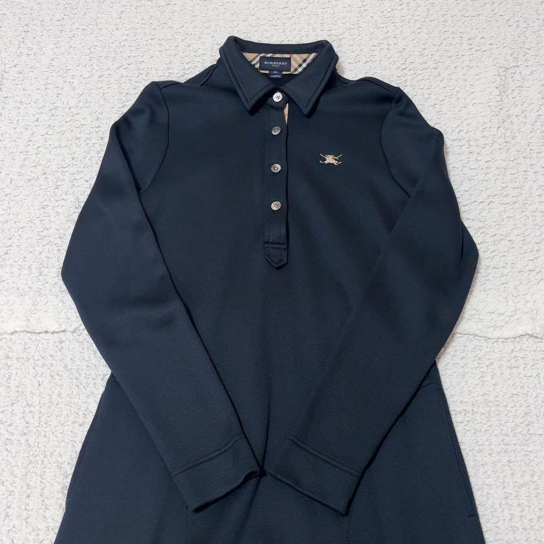バーバリー ゴルフ ノバチェック ポロワンピース ゴルフウェア ネイビー M 紺