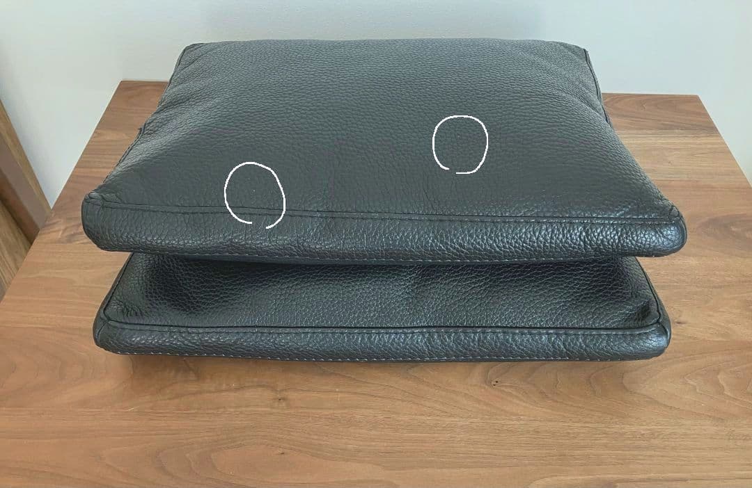 レザークッション 本革 2個セット 大塚家具 IDC 黒