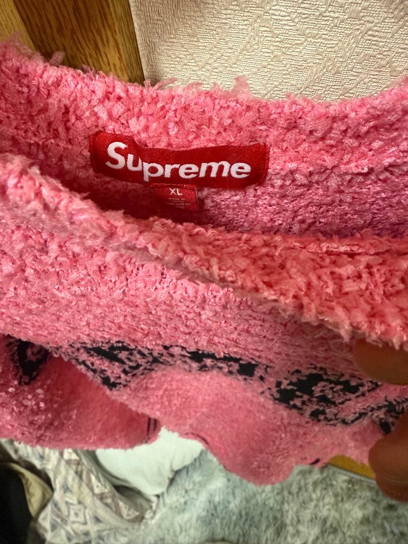 Supreme ピンク ロゴセーター XL
