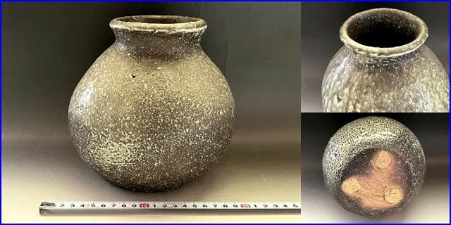 壷■古信楽灰被窯変瓶 古壺 灰釉涙艮 土物 花瓶花器 オブジェ時代物 骨董品■
