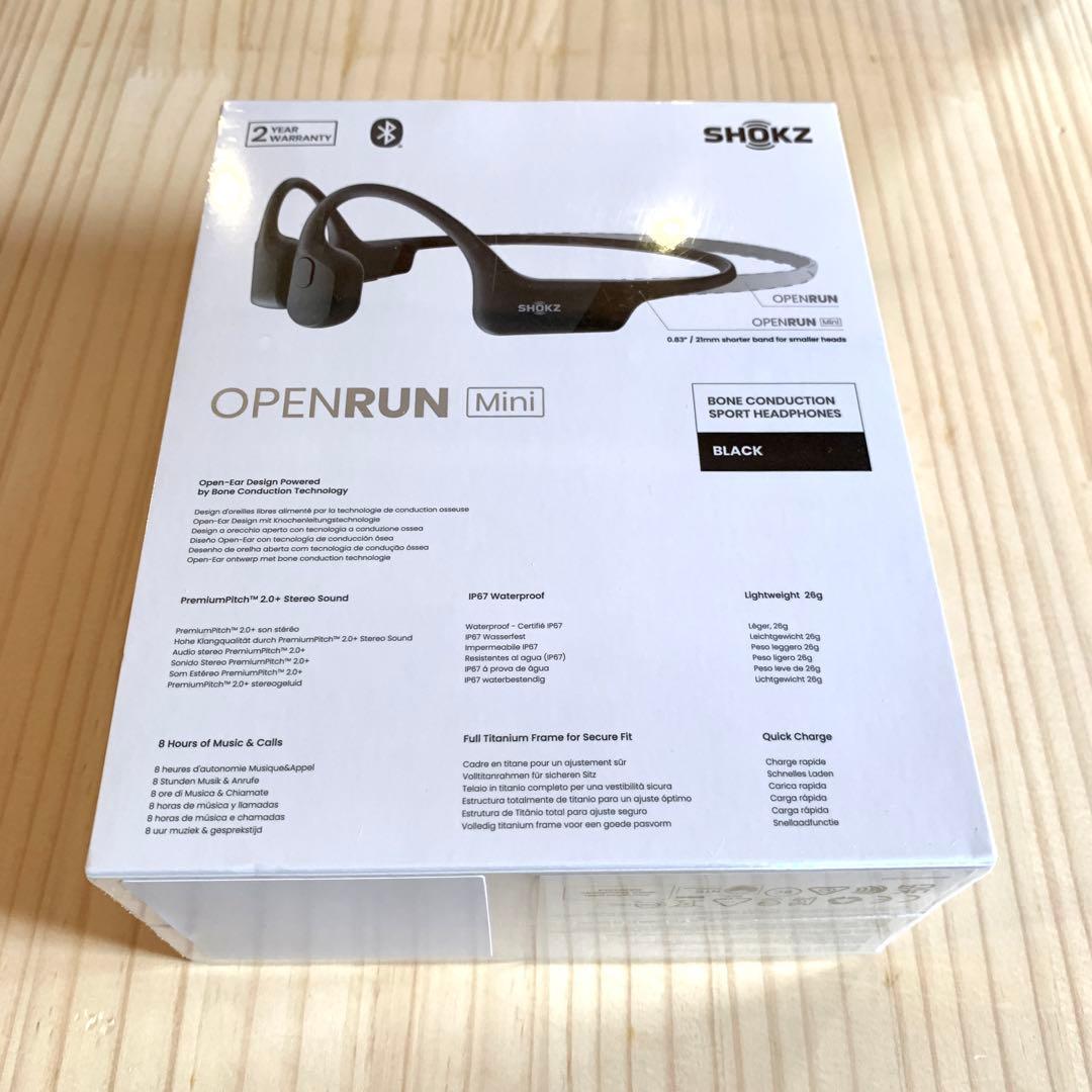 【新品】Mini最新パッケージSHOKZ OPENRUN骨伝導 ブラック黒