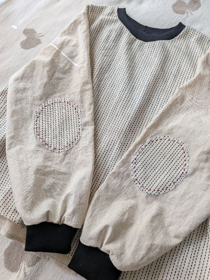 プルオーバー☆刺し子織り生地　ハンドメイド