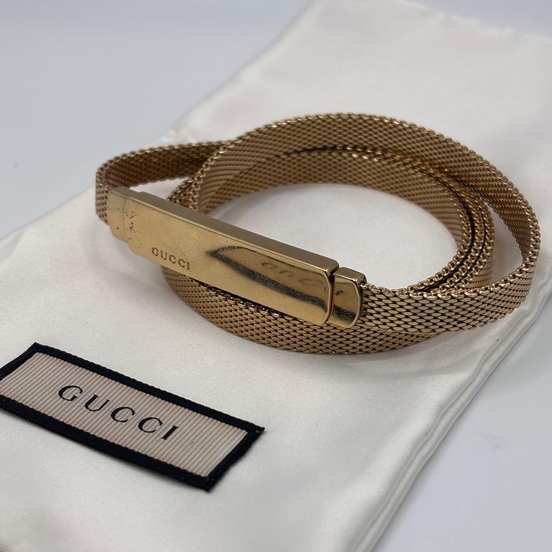 GUCCI☆プレート メッシュベルト メタル ゴールド