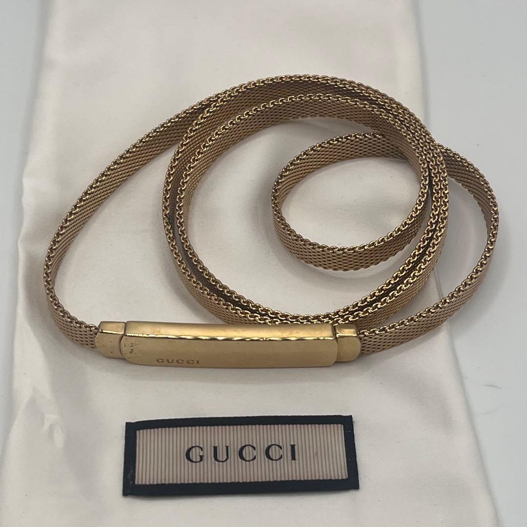GUCCI☆プレート メッシュベルト メタル ゴールド