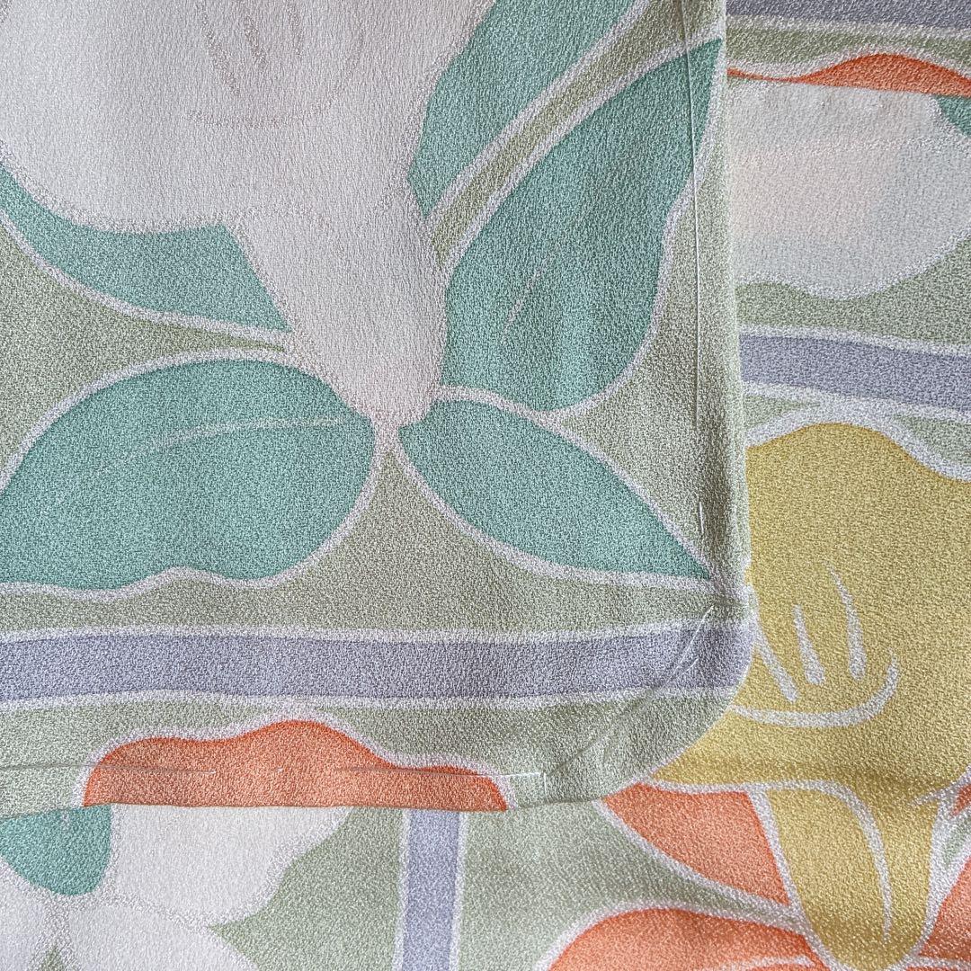 小紋　フルセット　着物　正絹　パステルカラー　紬の帯　しつけ付き　普段着物　J6