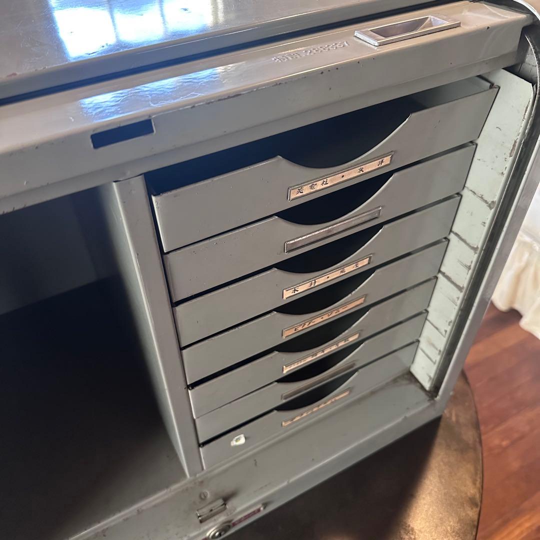 ビンテージ　スチール　シャッターケース　シャッタートレー　トレーキャビネット