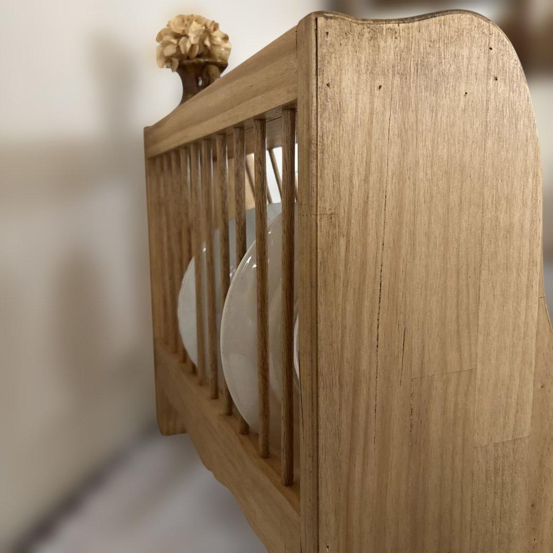 限定お値下げ　アンティーク風　ハンドメイド　パイン材のディッシュラック