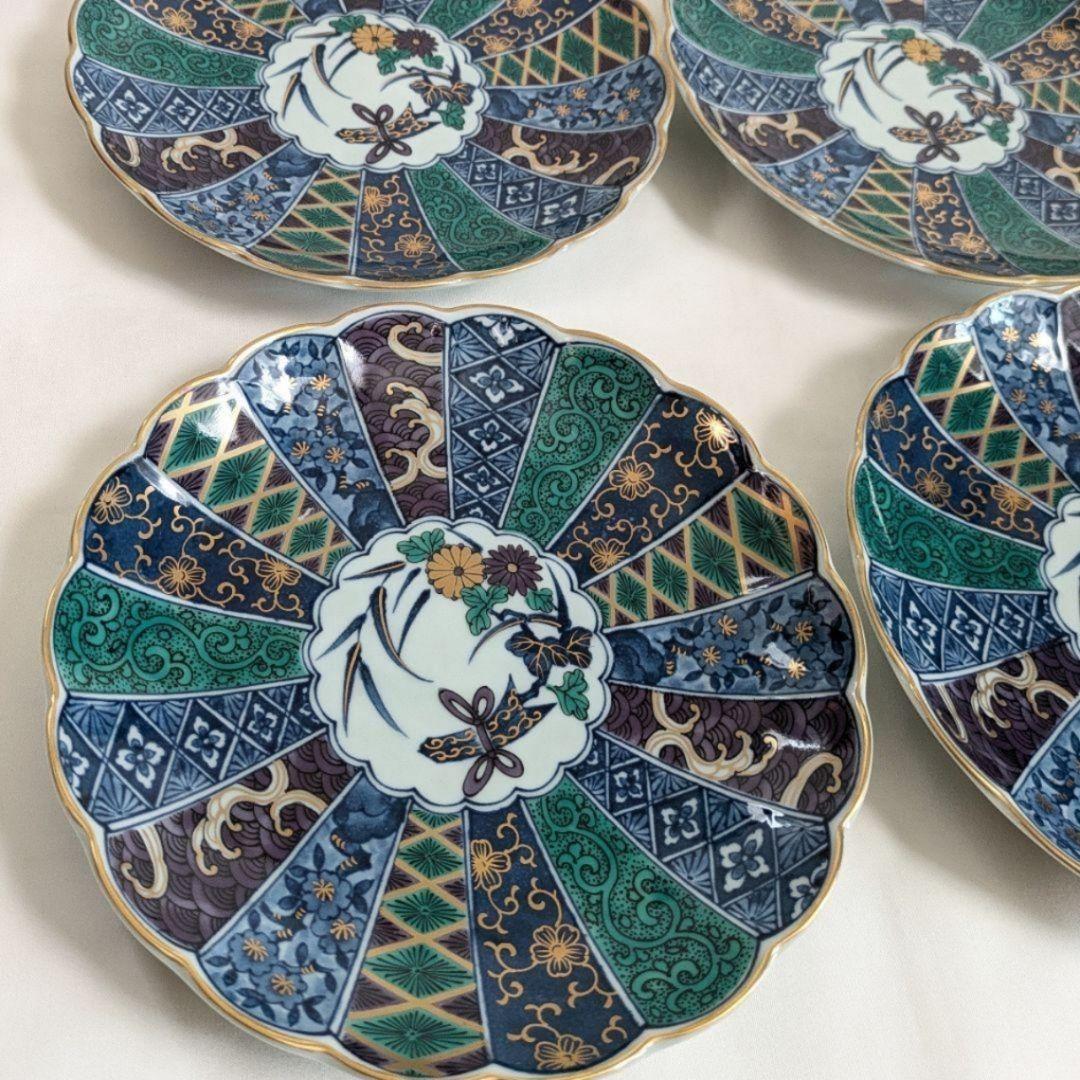 美濃焼 翔山 金彩錦絵 菊割皿 銘々皿 5枚セット しょうざん 第一陶器
