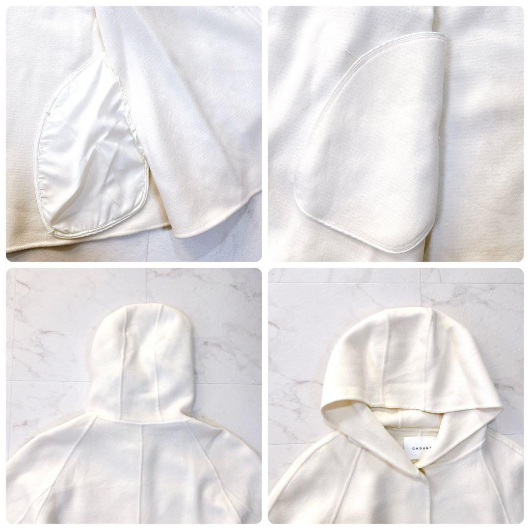 美品 CADUNE 川上桃子コラボ フード付きポンチョコート 36 袖2WAY