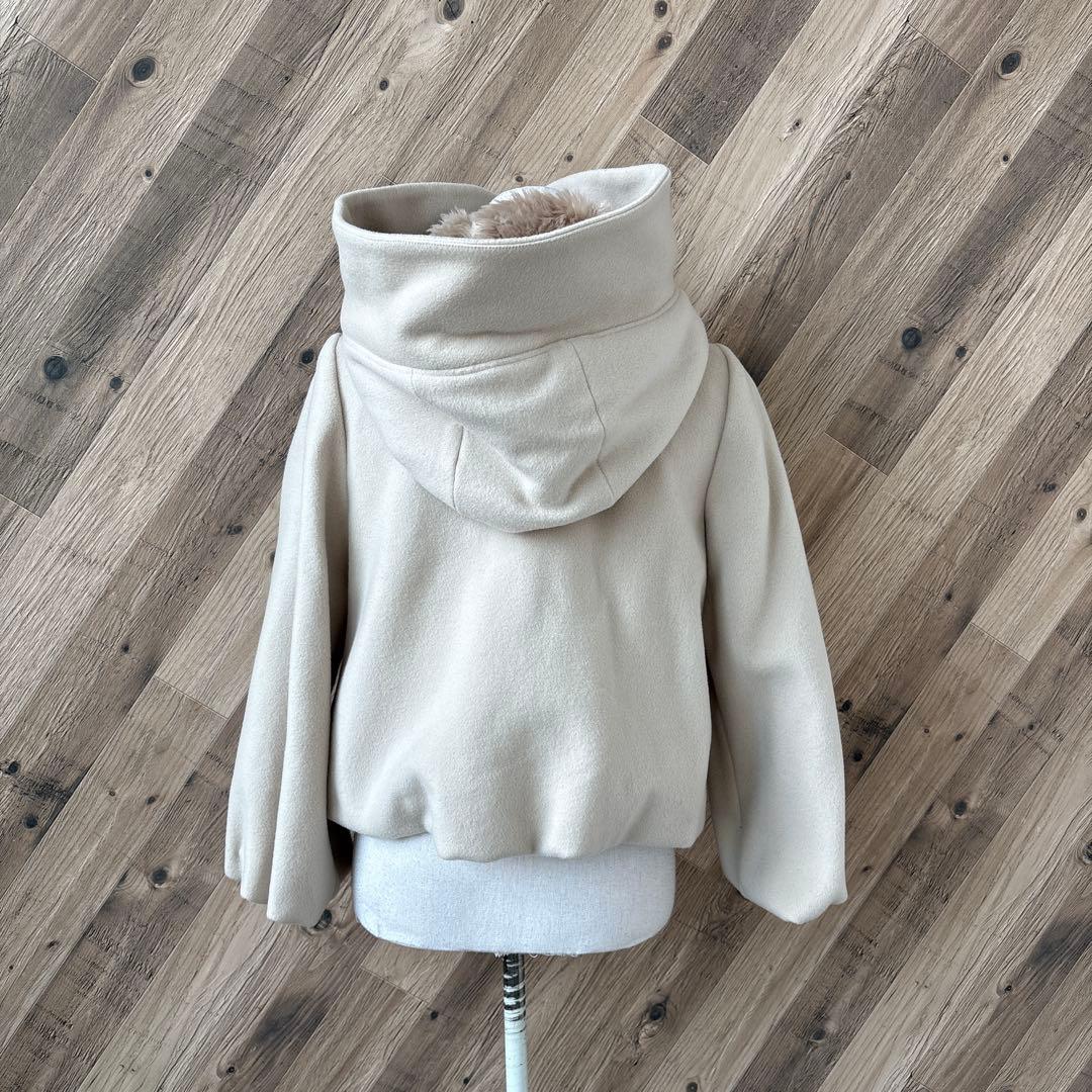 ★新品　フランシュリッペ　ファー　パールボタン　バルーン　ウール　マフマフコート