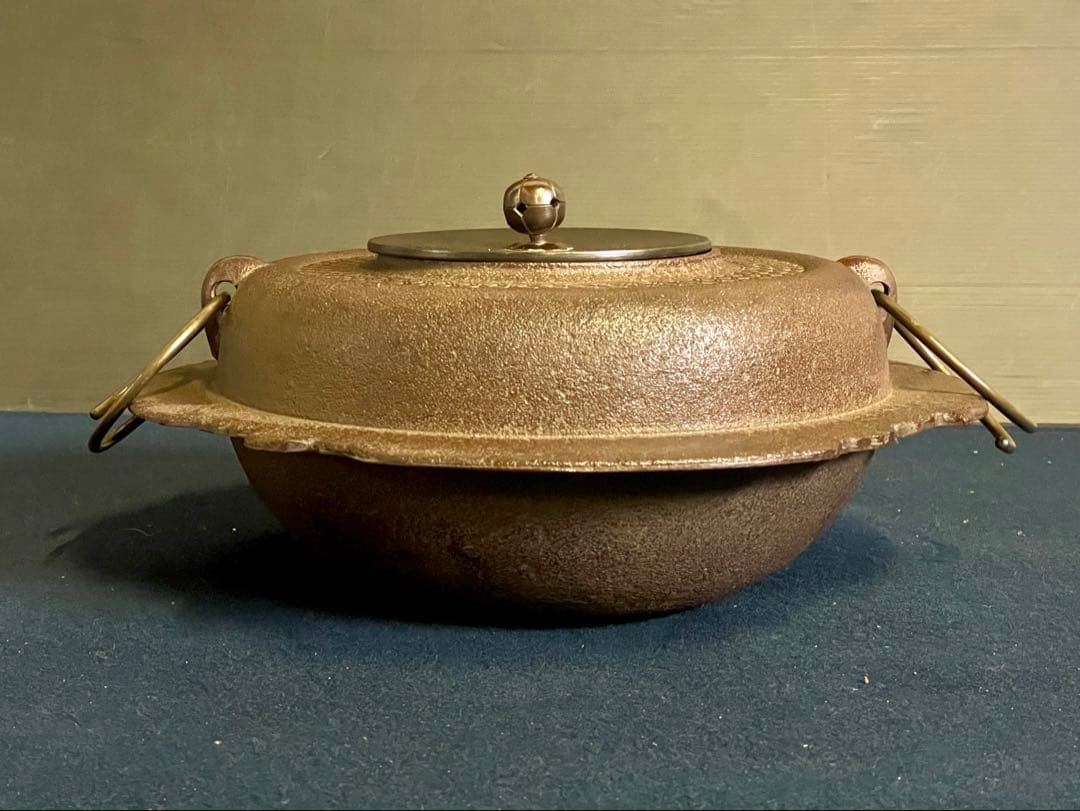 割引❣️【美品】 七宝 地紋 透木釜 浄清 釜鐶 透木付 共箱 炉釜（125F①）