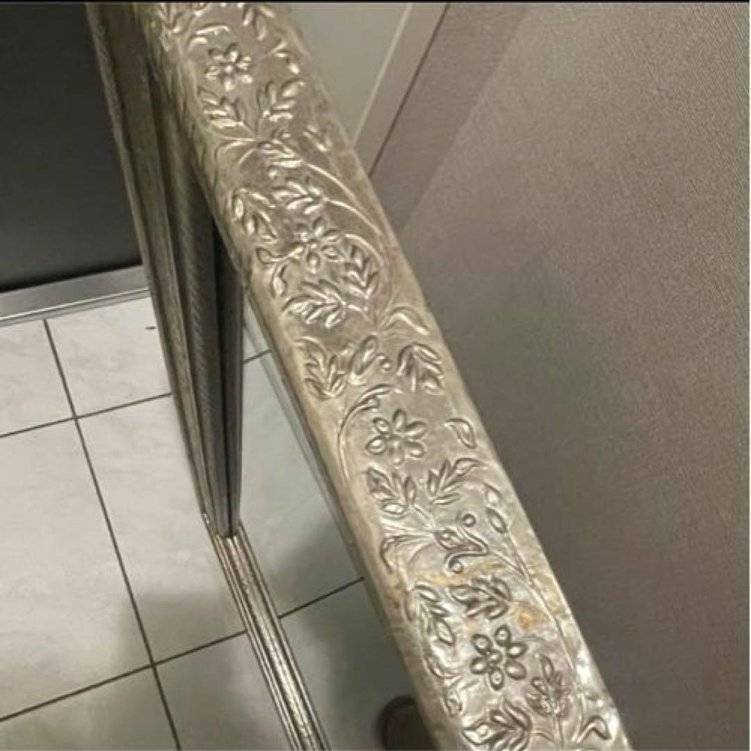 レア　壁掛け鏡 大きめ シルバー　インド　ハンドメイド