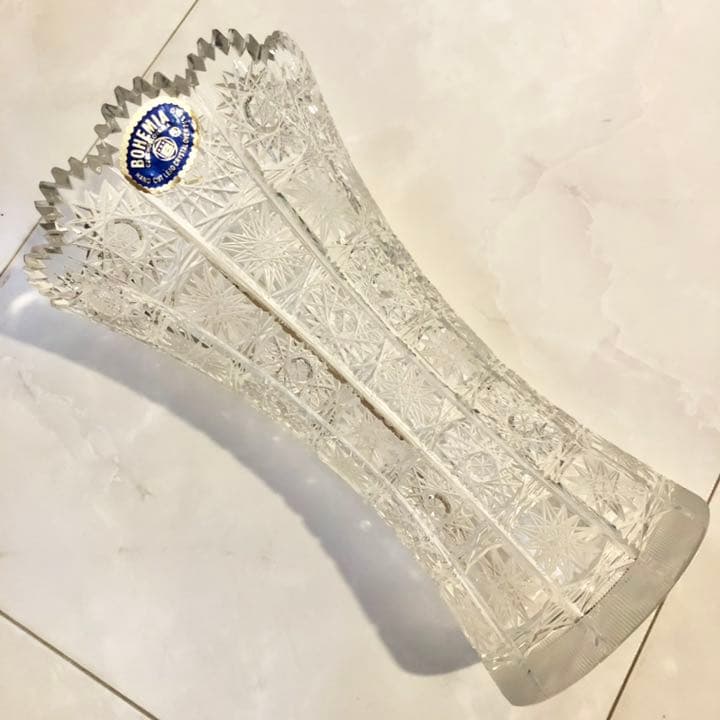 #35 ボヘミア　ガラス　花瓶　花器　Bohemia ハンドカット　クリスタル