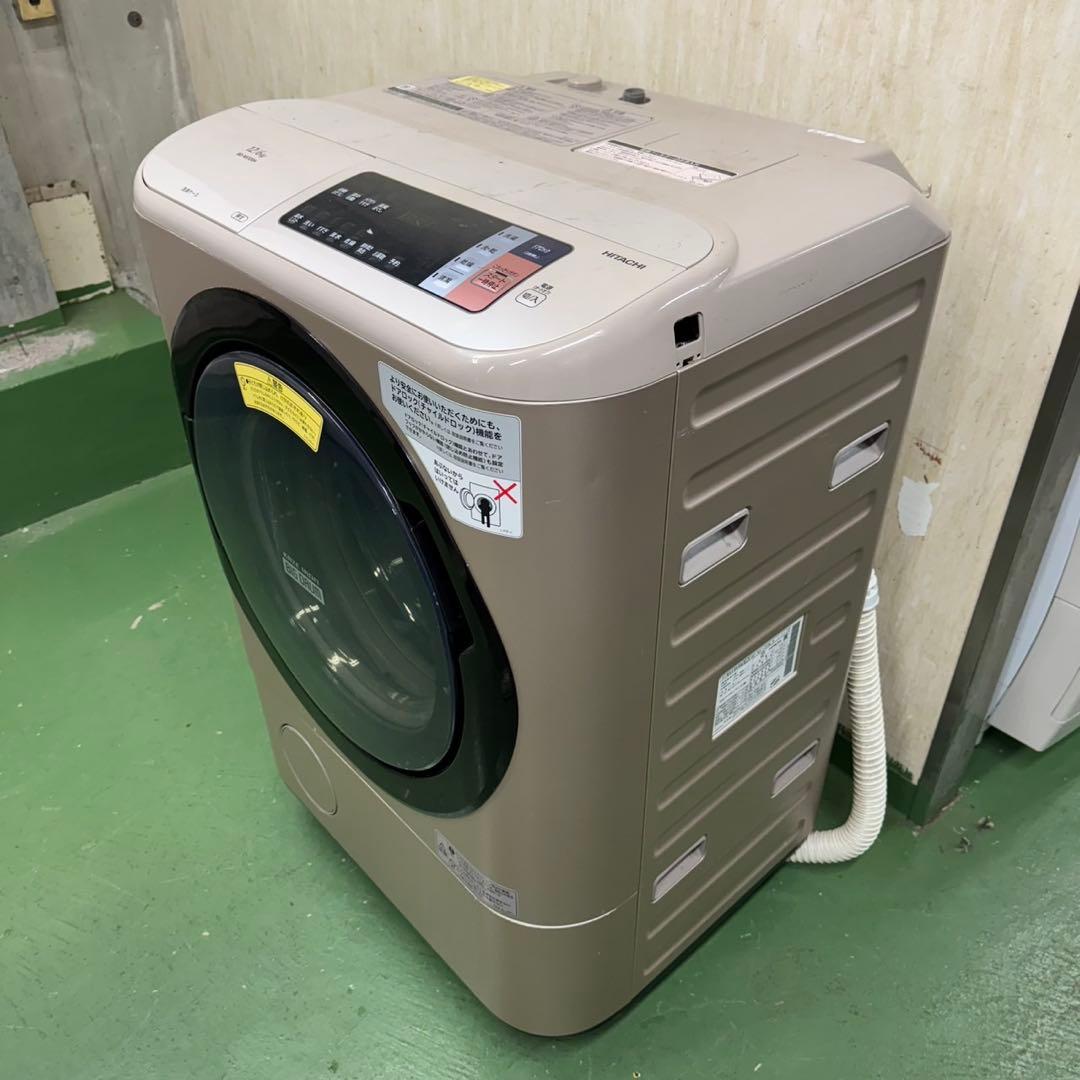 172日立ドラム式洗濯機　乾燥付　12/6キロ　小型　　家庭用　左開き　ゴールド