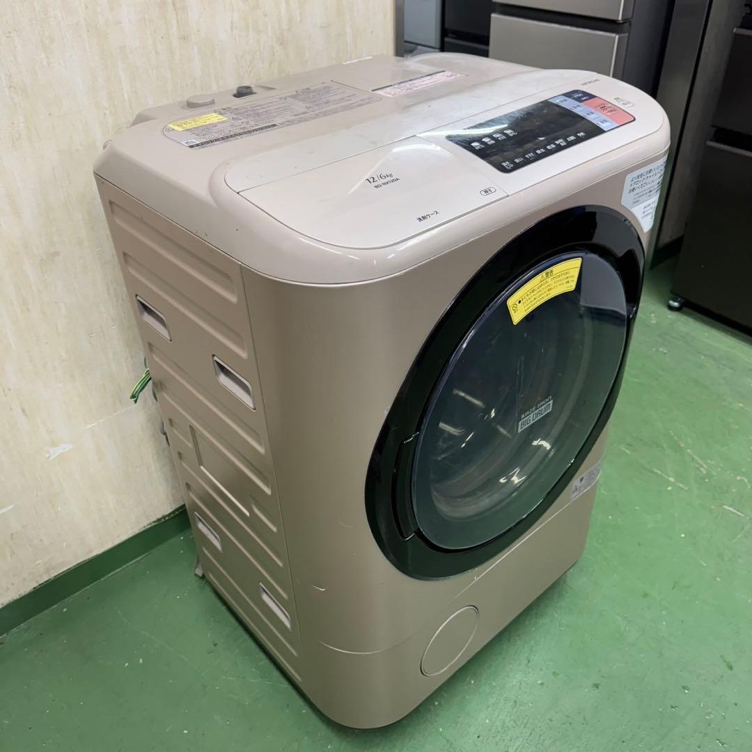 172日立ドラム式洗濯機　乾燥付　12/6キロ　小型　　家庭用　左開き　ゴールド