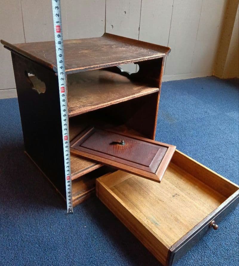 アンティーク　引出し付木箱　茶箱　 小型引出し　小型棚　収納　和風