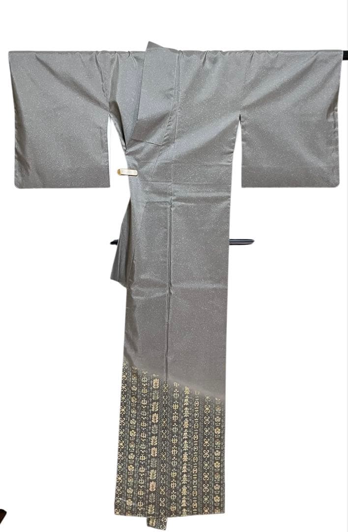 本場縞大島紬 二代目 川村久太郎 付下げ訪問着 蒔糊 小花 美品 イ6078