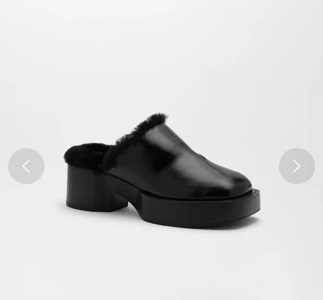ALM VIVLOS LEATHER MULES （Fur Black）36