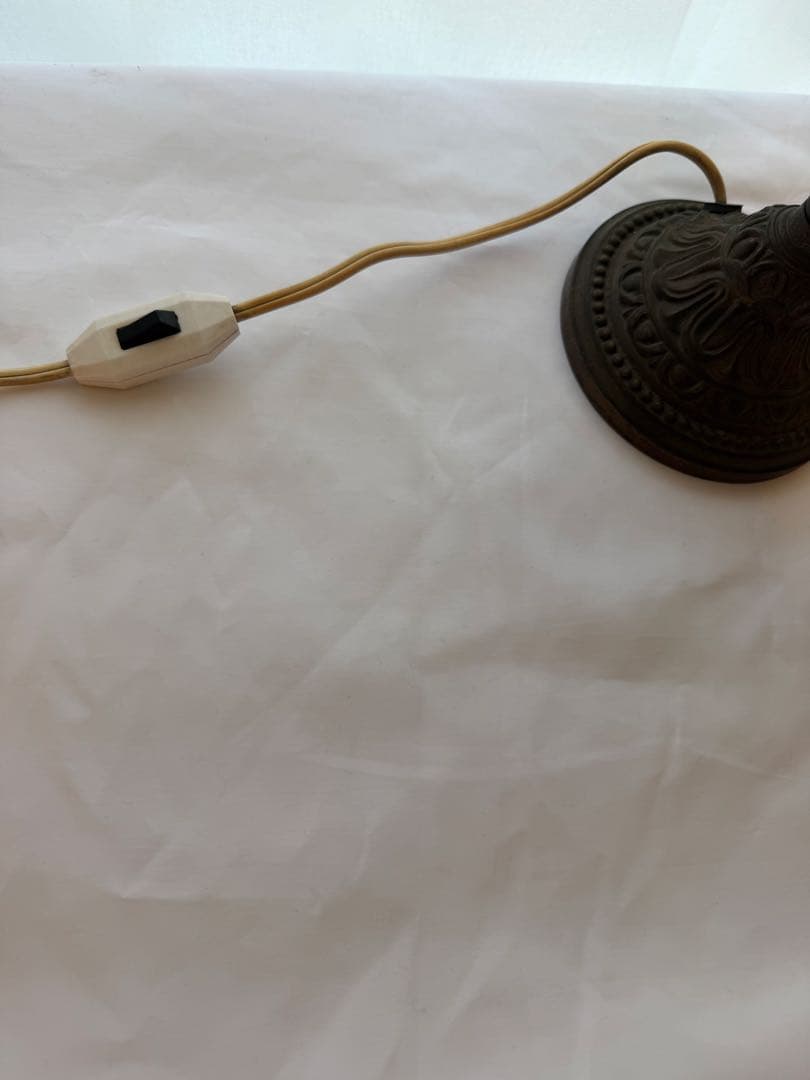 ビンテージ フラワーモチーフ ランプ テーブル 昭和レトロ ガラス 陶器