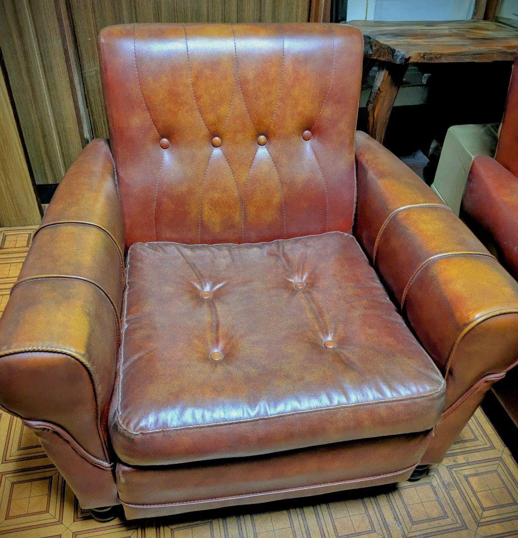 ヴィンテージ　１人掛け　ソファ　革張り【レア】10/4迄出品