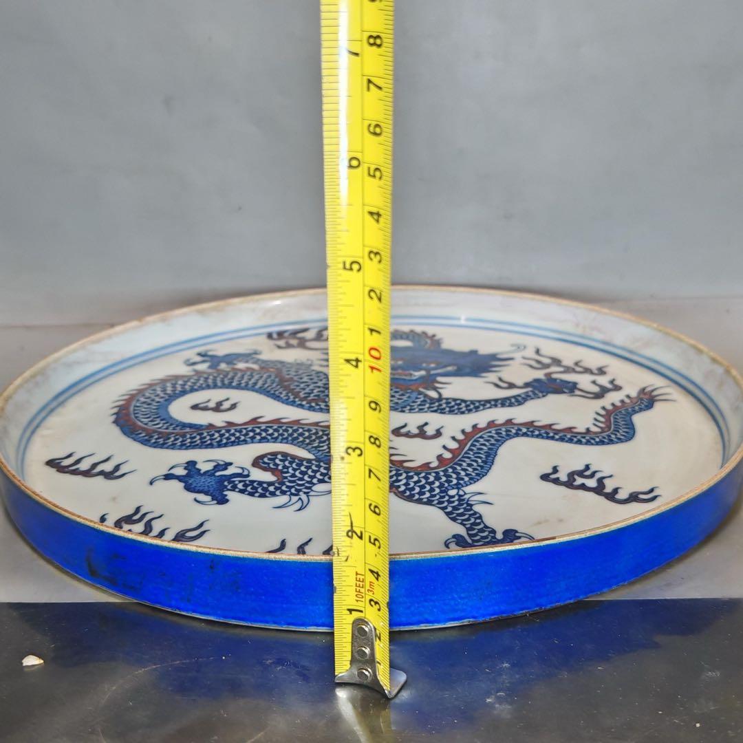 旧家蔵出　時代物　置物　清国時代　大型　青花瓷 お皿