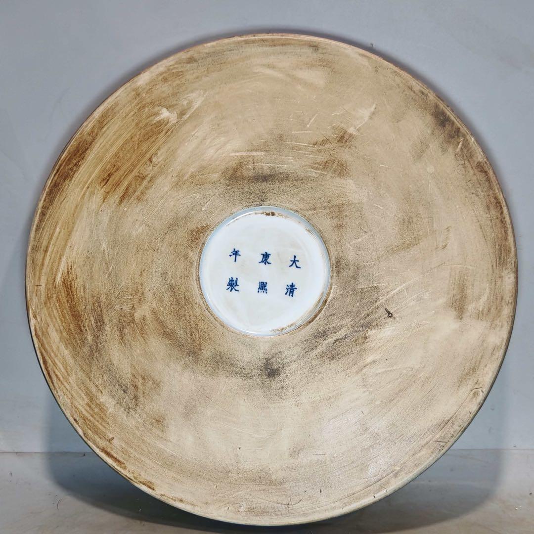 旧家蔵出　時代物　置物　清国時代　大型　青花瓷 お皿