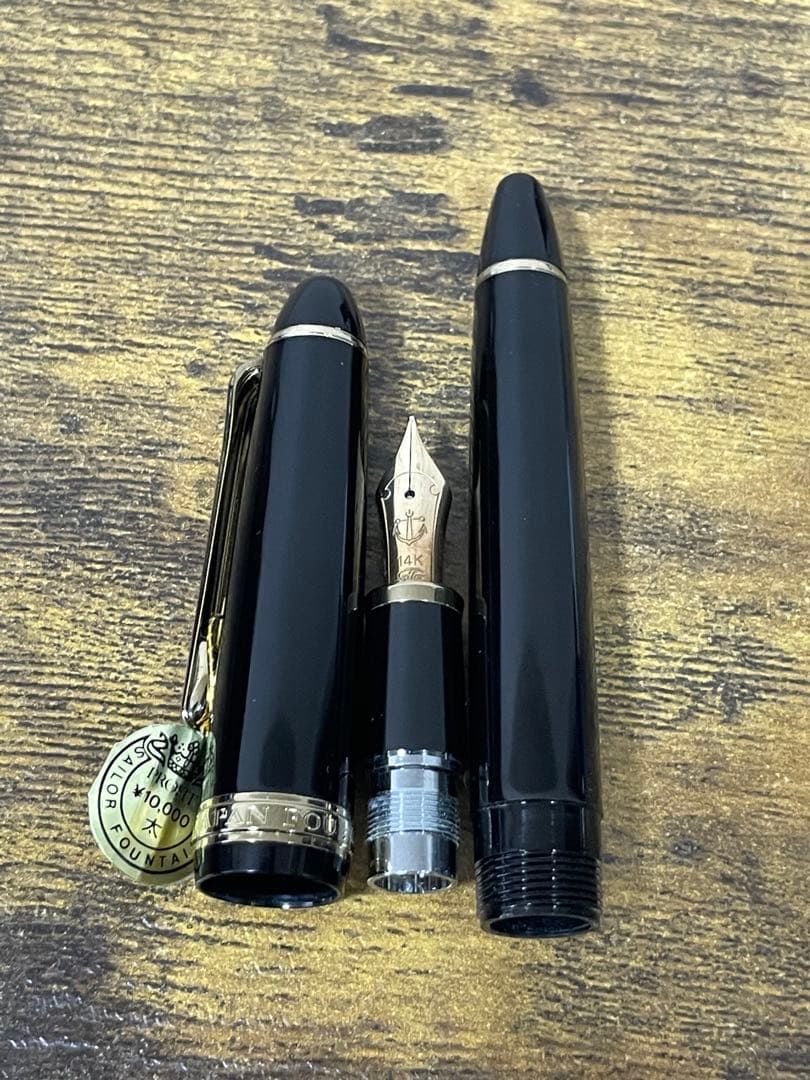 未使用　タグ付き　旧ニブ　JIS刻印　14金　ホワイトゴールド　万年筆　字幅B